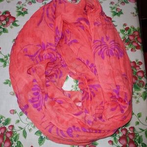 Infinity scarf, coral and purple